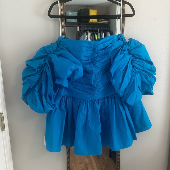 NWT Shona Joy Blue Off-Shoulder Mini Dress - Picture 4 of 6